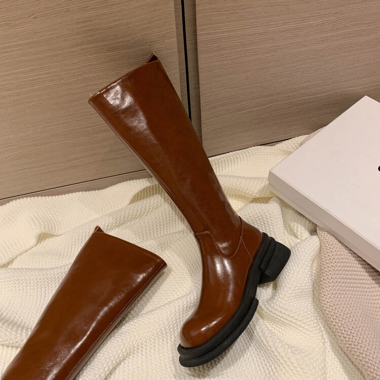 Karin Luna In Stock Spot Goods  Always in stock  Classic Basic Style Round Toe Thick Sole Knight Boots