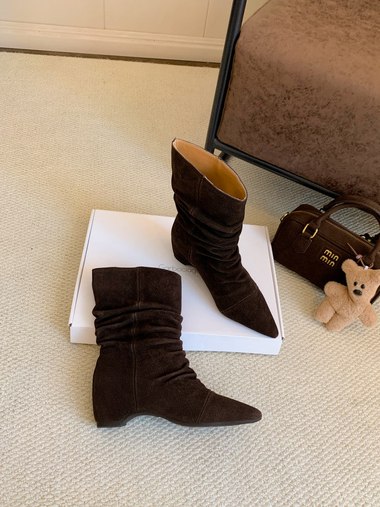 Karin Luna Data Hot Item Pointed Toe Slouchy Matte Western Ankle Boots