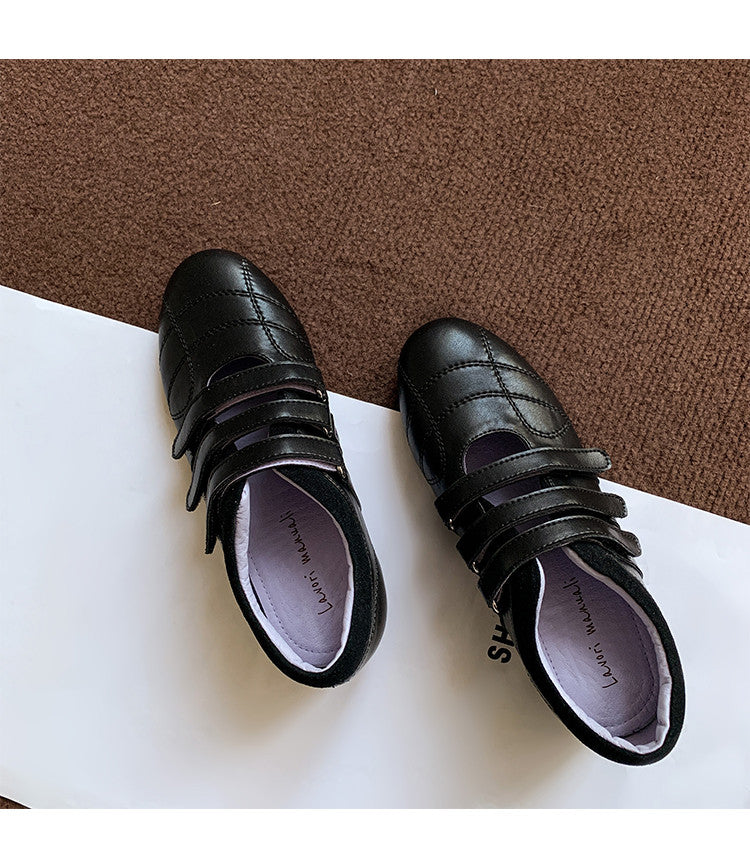 Karin Luna Casual Shoes Series~  In Stock In Stock Magic Tape Round Toe Internal Height Increase Single Strap Flats