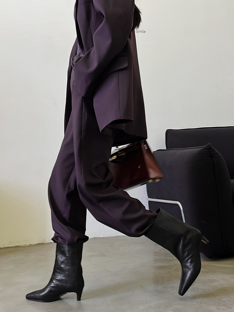 Karin Luna In Stock Spot Goods Top Layer Stone Pattern Cowhide Textured Small Square Toe Straight Short Boots