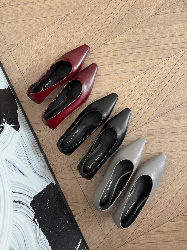 Karin Luna In Stock In Stock ~Basic Versatile French Style Small Square Toe Shallow Mouth Single Shoes