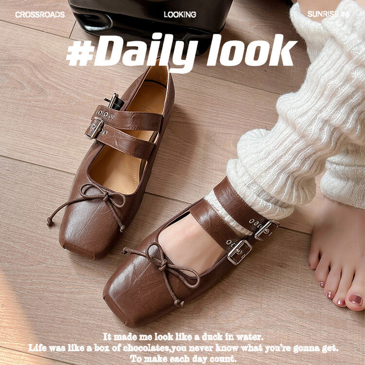 Karin Luna Future Sense silver~Spot Goods Spot Goods Hot-selling Bowknot Retro Belt Buckle Ballet Mary Jane Shoes