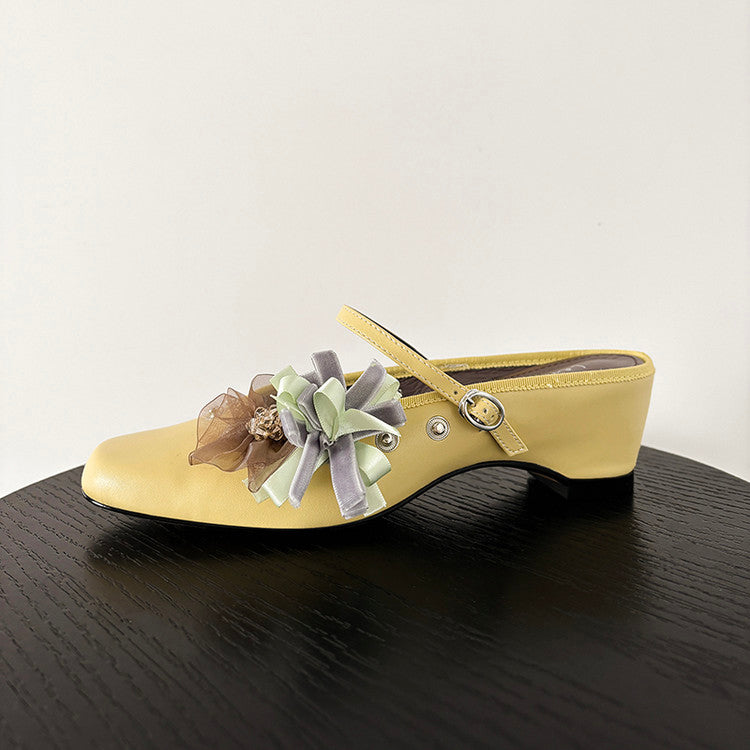 Karin Luna In Stock Spot Goods  Full-grain leather inside and out  Ultra Exquisite Round Toe Hidden Heel Closed-Toe Slippers
