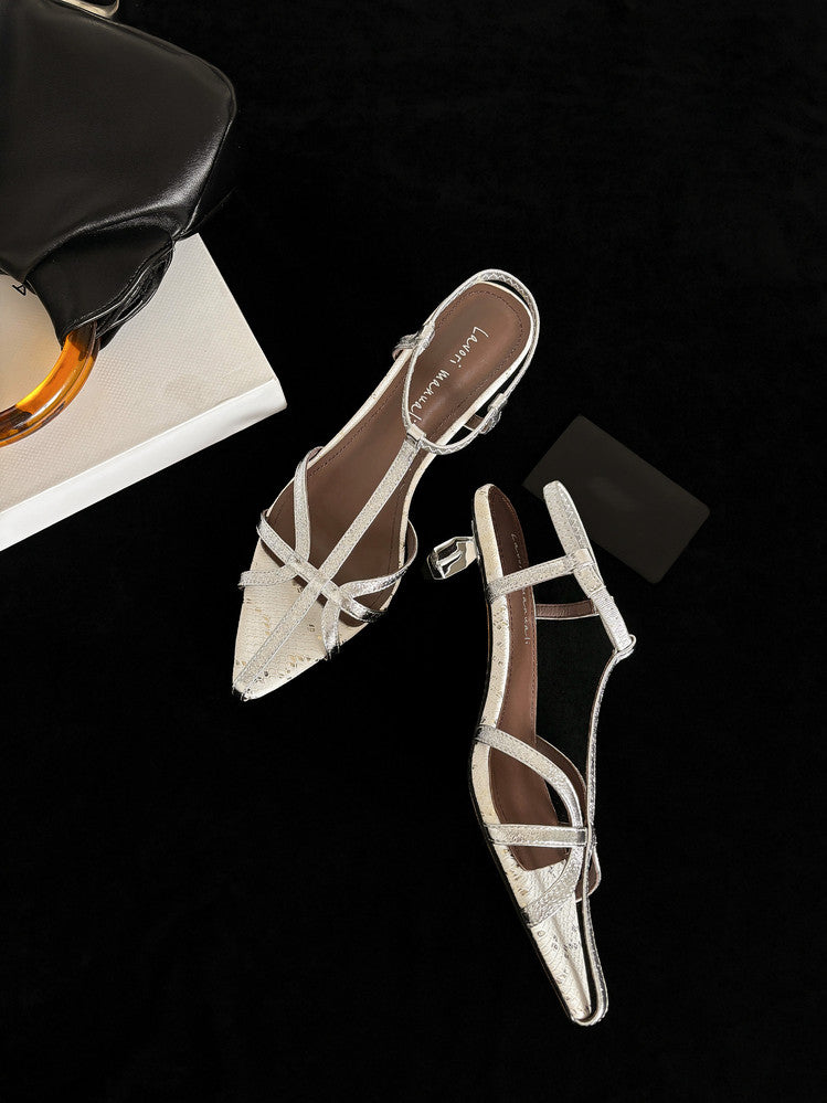 Karin Luna In Stock Spot Goods  French-style Hollow-out Thin Strap Sandals