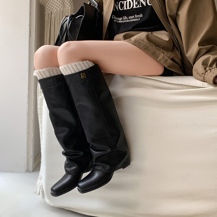 Karin Luna cool girl Stylish and Sweet Square-Toe Booties