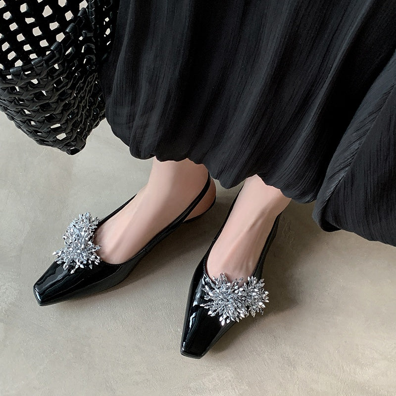 Karin Luna Brilliant Fireworks~Elegant Square-Toed Closed-Toe Chunky Heel Sandals