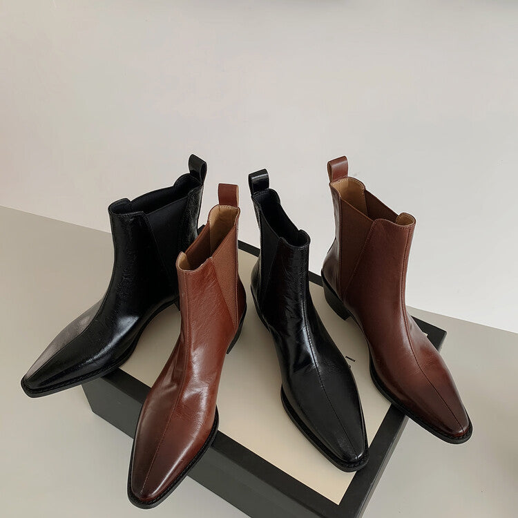 Karin Luna In Stock In stock   Classic first-layer cowhide Chelsea elastic ankle boots