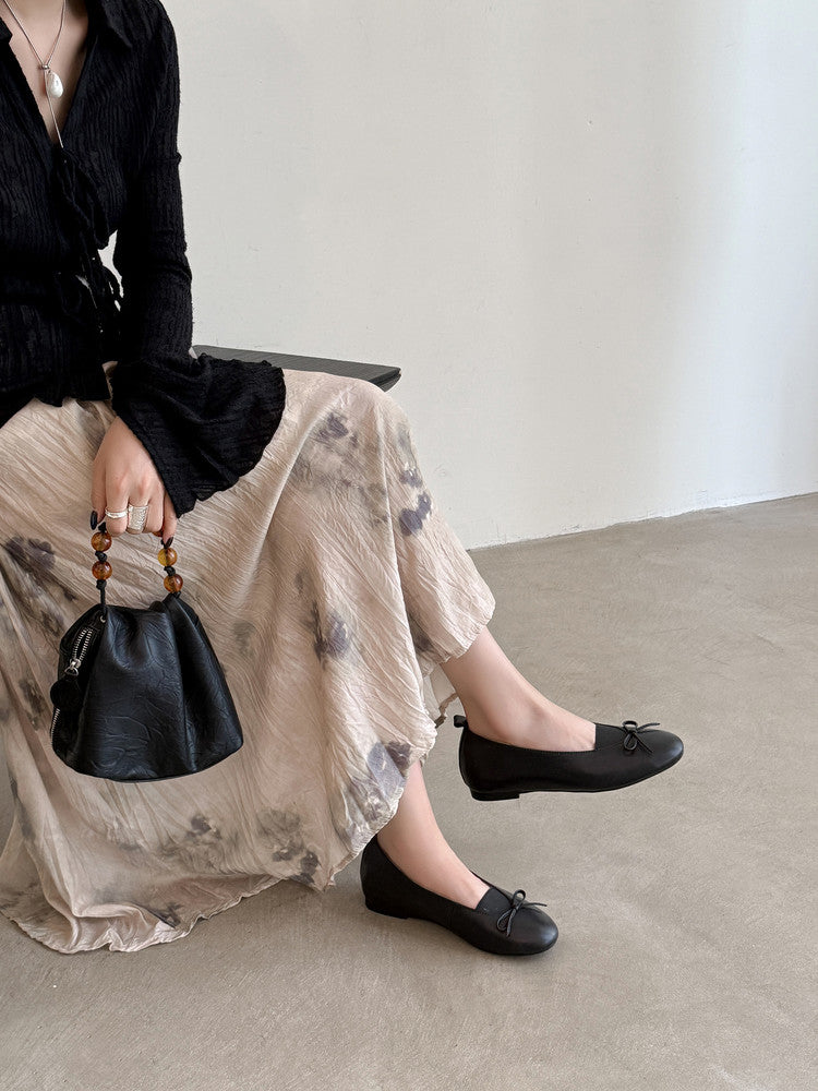 Karin Luna Full Layer Inside and Out~Basic Versatile Bow Hidden Heel Shoes