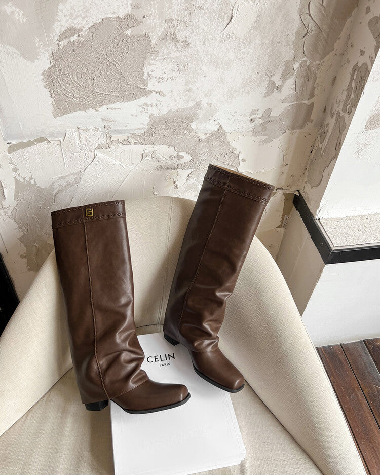 Karin Luna cool girl Stylish and Sweet Square-Toe Booties