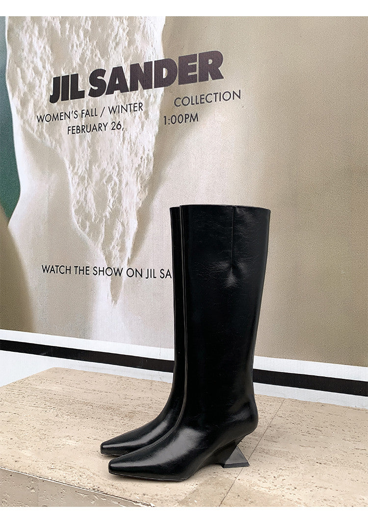 Karin Luna European and American Style Unisex Square-Toed Long Boots