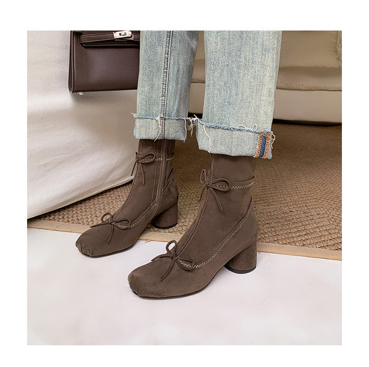 Karin Luna In Stock Spot Goods Hot-Selling Sweet Standard Bow Round-Toe Slim Short Boots