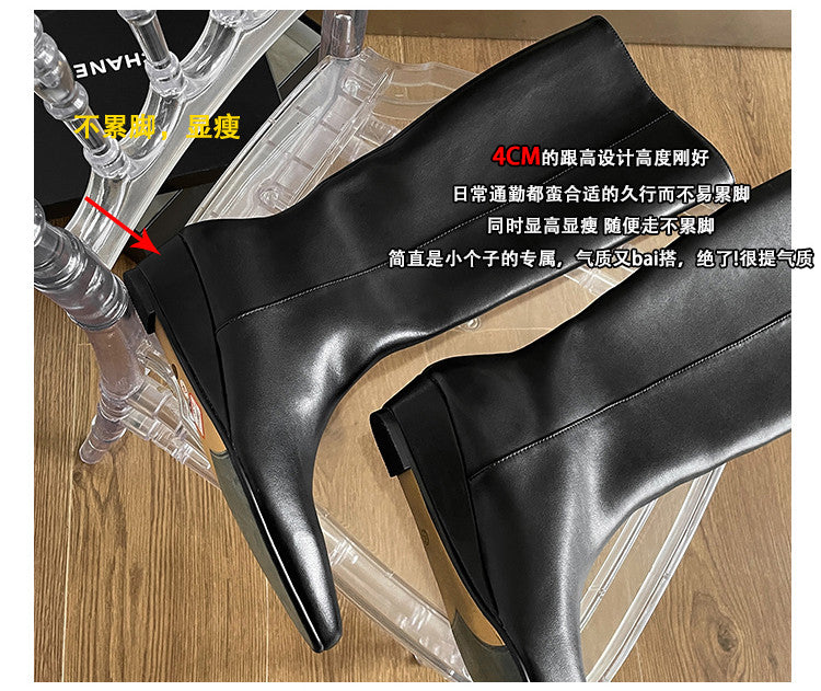 Karin Luna In Stock  In-stock Square Toe Straight Slip-on Long Boots