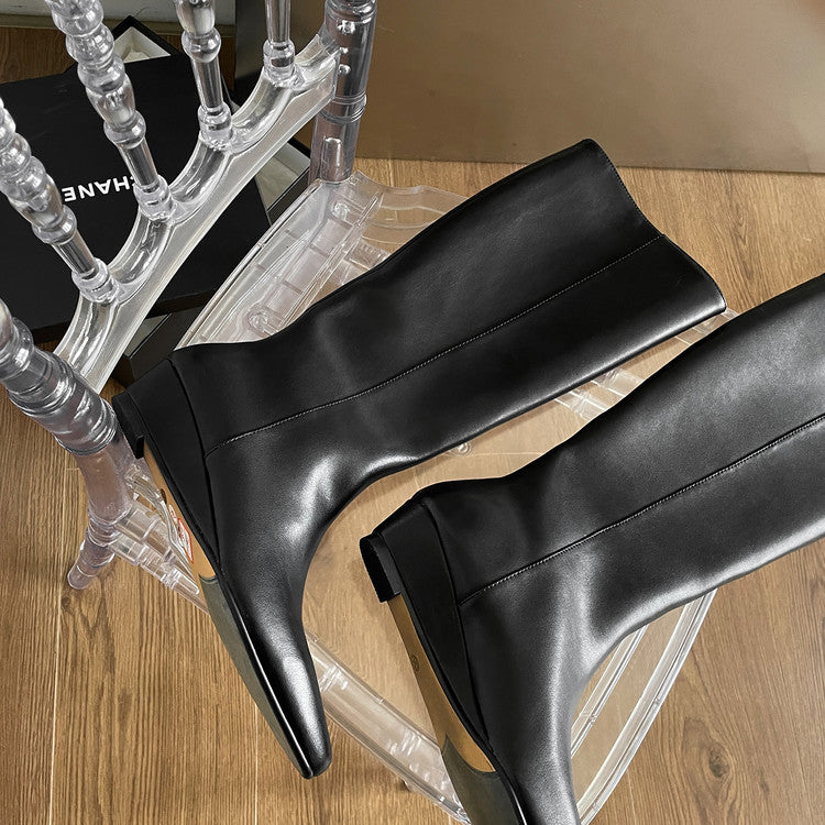 Karin Luna In Stock  In-stock Square Toe Straight Slip-on Long Boots