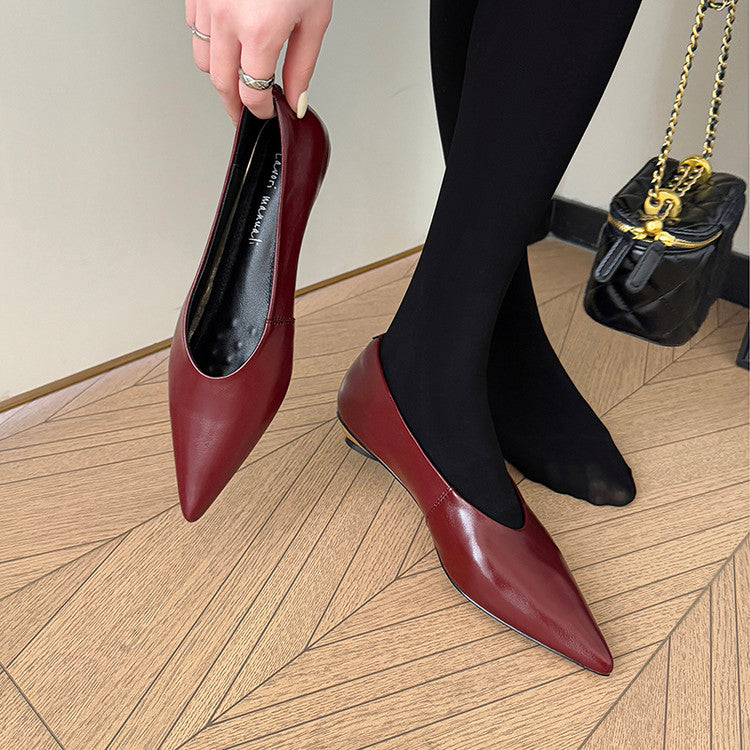 Karin Luna In Stock Spot Goods Classic three-color pointed toe metal heel shoes
