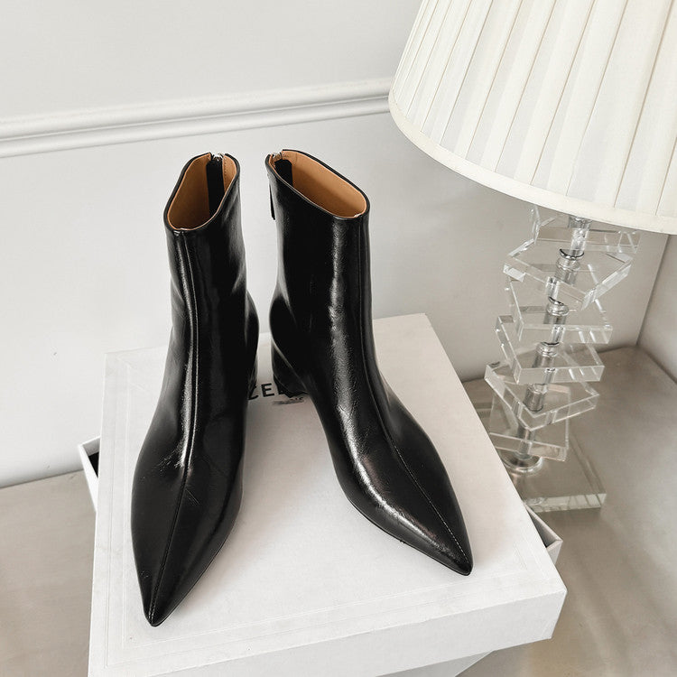 Karin Luna Versatile Elegant Style Pointed Toe Hidden Wedge Short Boots