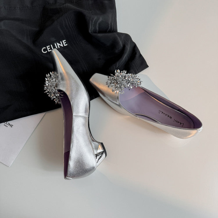 Karin Luna In Stock Spot Goods Exquisite Fireworks Buckle Small Square Toe Chunky Heel Commuter Shoes