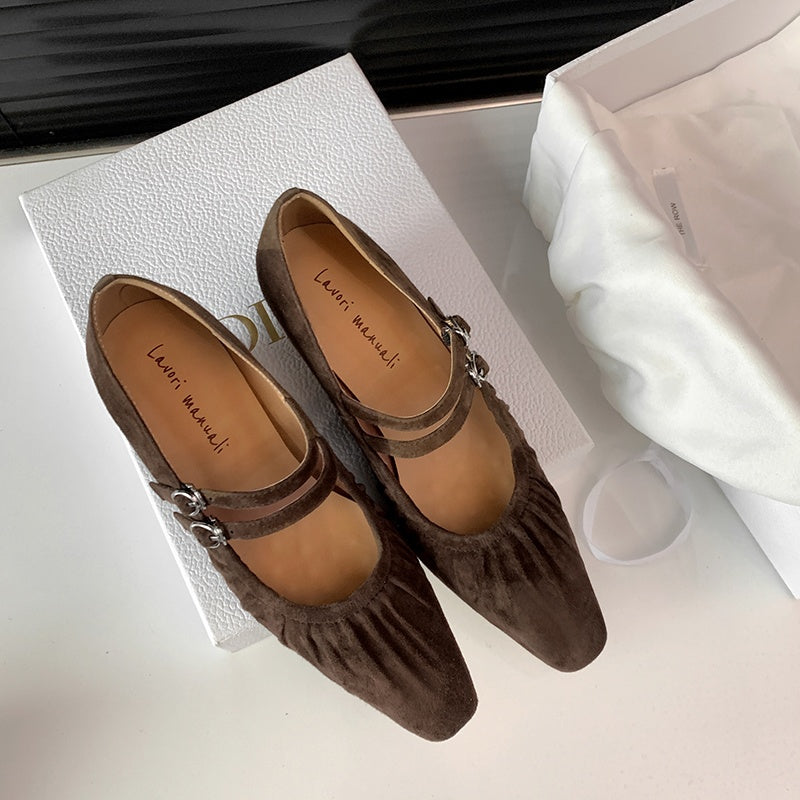 Karin Luna Full Leather Inside and Out Popular Element Amber Heel Elegant French Style Single Shoes