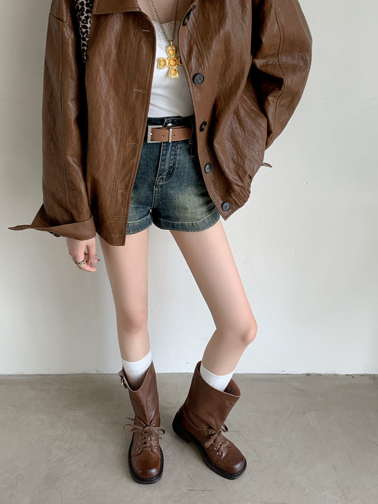 Karin Luna Bestseller Large Tube Thick Sole Martin Boots with Belt Buckle