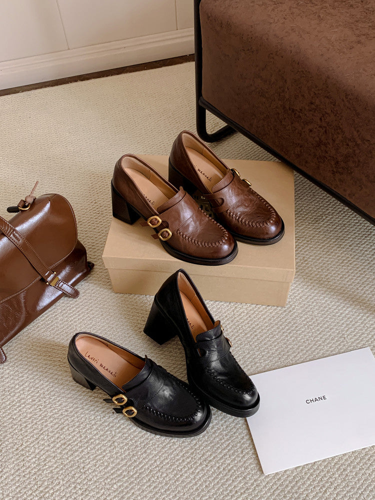 Karin Luna Bestseller Hot-Selling Derivative Edition Self-contained Strap Buckle Casual Loafers