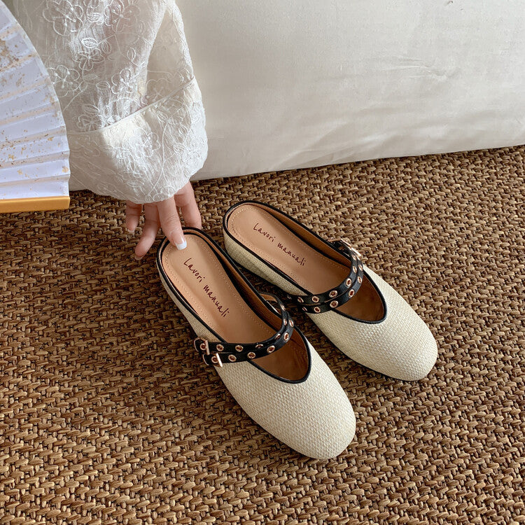 Karin Luna  Closed-Toe Woven Style Height-Increasing Slippers