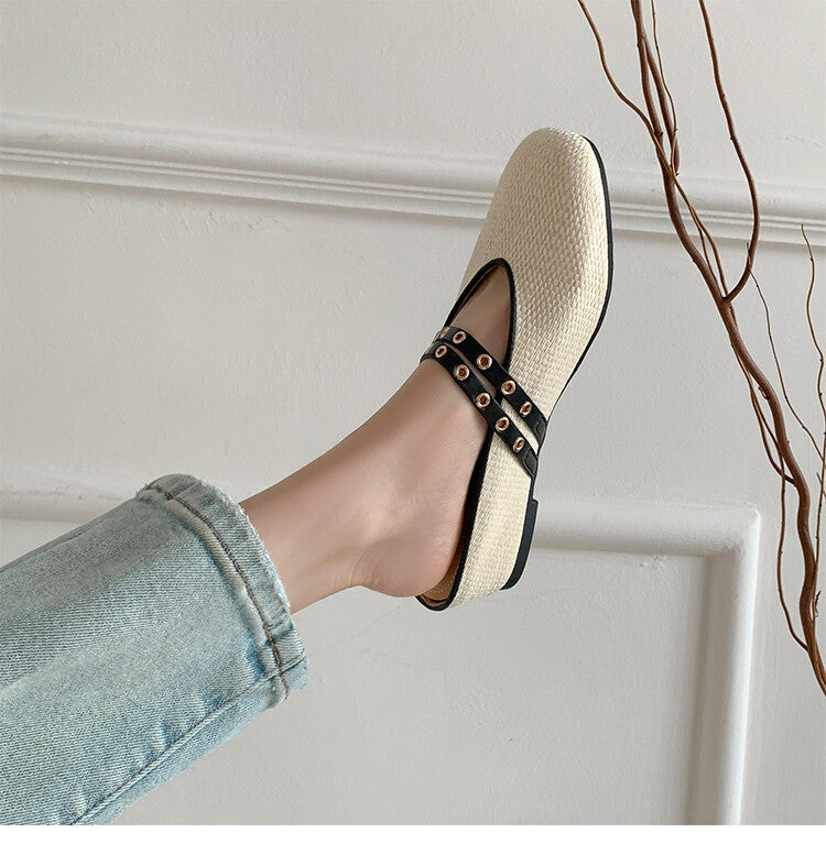 Karin Luna  Closed-Toe Woven Style Height-Increasing Slippers