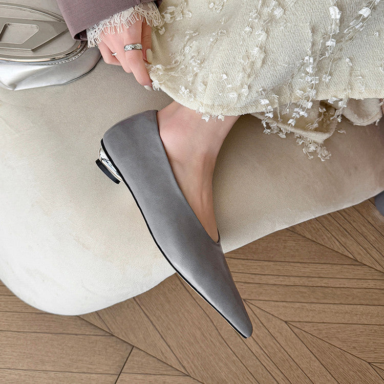 Karin Luna In Stock Spot Goods Classic three-color pointed toe metal heel shoes