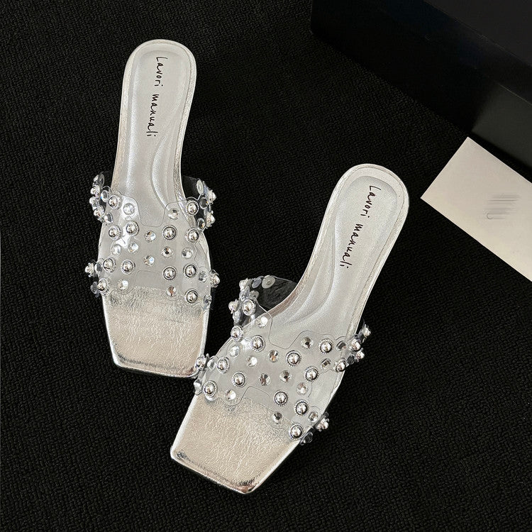 Karin Luna In Stock Spot Goods Classic versatile transparent sequin slippers