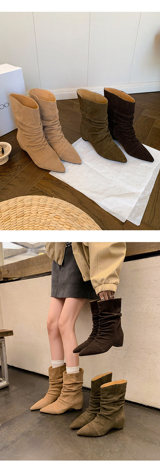 Karin Luna Data Hot Item Pointed Toe Slouchy Matte Western Ankle Boots