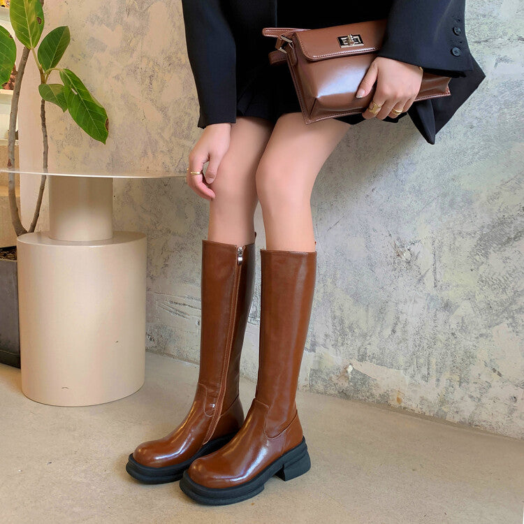 Karin Luna In Stock Spot Goods  Always in stock  Classic Basic Style Round Toe Thick Sole Knight Boots