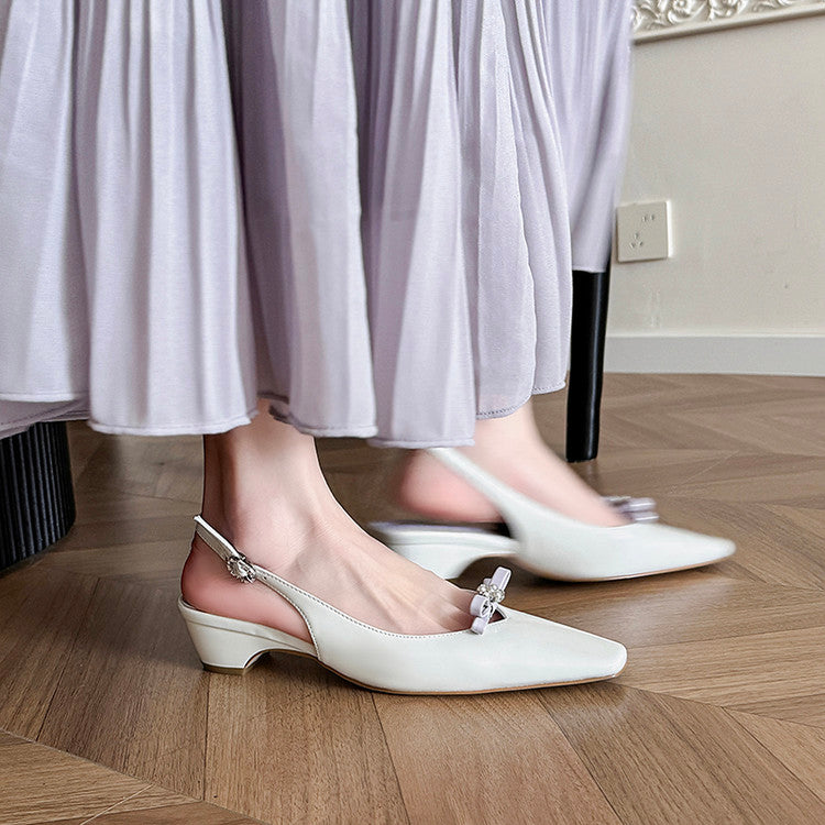 Karin Luna In Stock In Stock Sweet Bowknot Small Square Toe Chunky Heel Closed-toe Elegant Retro Sandals