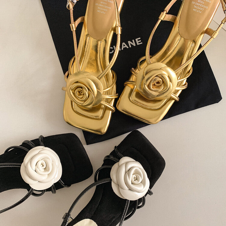 Karin Luna Exquisite Camellia ~French Retro Open-Toe Sandals