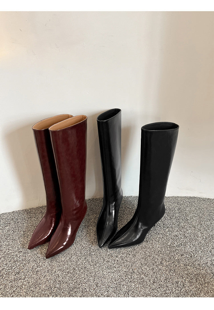 Karin Luna In Stock In Stock    Stunning Elegant Style Kitten Heel Straight Long Boots
