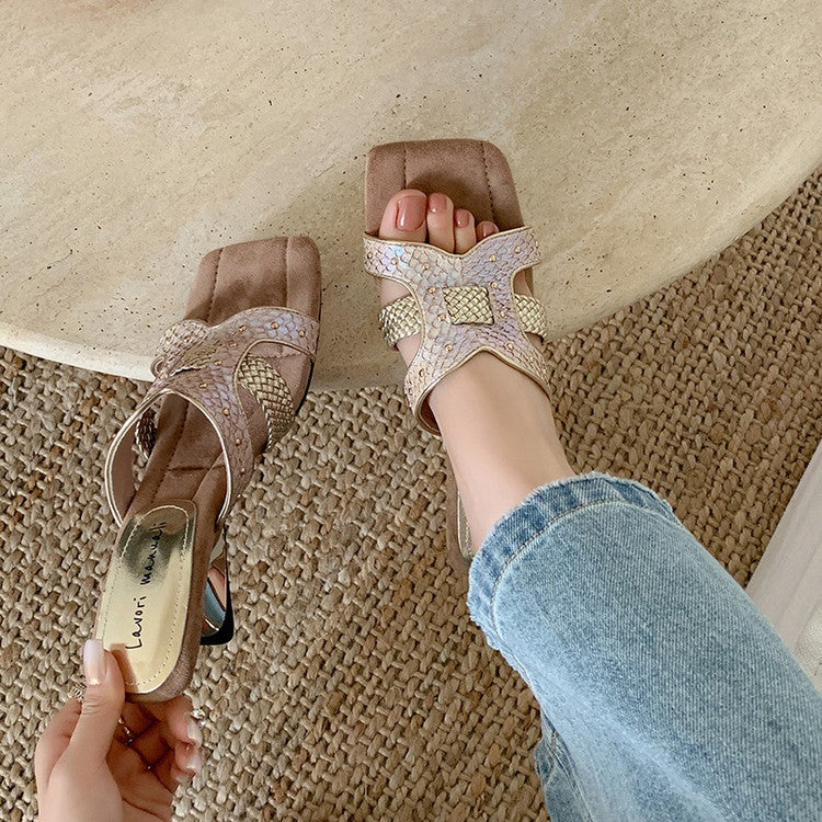 Karin Luna Fish Skin Series~ Hot-selling Square-Toe Slippers with Built-in Traffic
