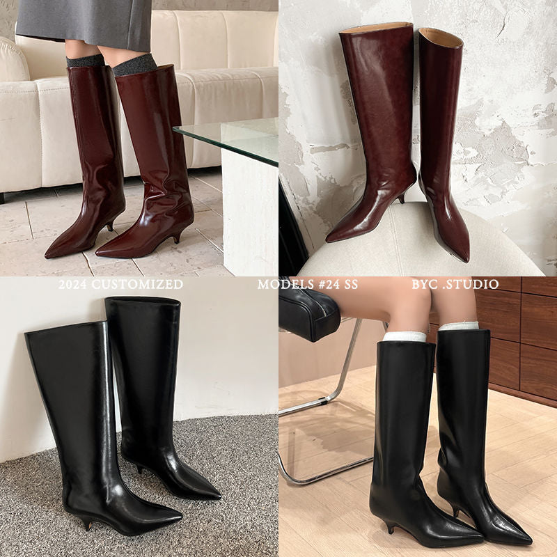 Karin Luna In Stock In Stock    Stunning Elegant Style Kitten Heel Straight Long Boots