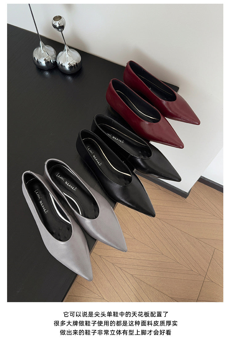 Karin Luna In Stock Spot Goods Classic three-color pointed toe metal heel shoes