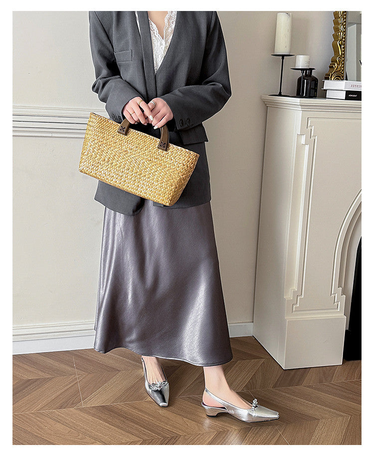 Karin Luna In Stock In Stock Sweet Bowknot Small Square Toe Chunky Heel Closed-toe Elegant Retro Sandals