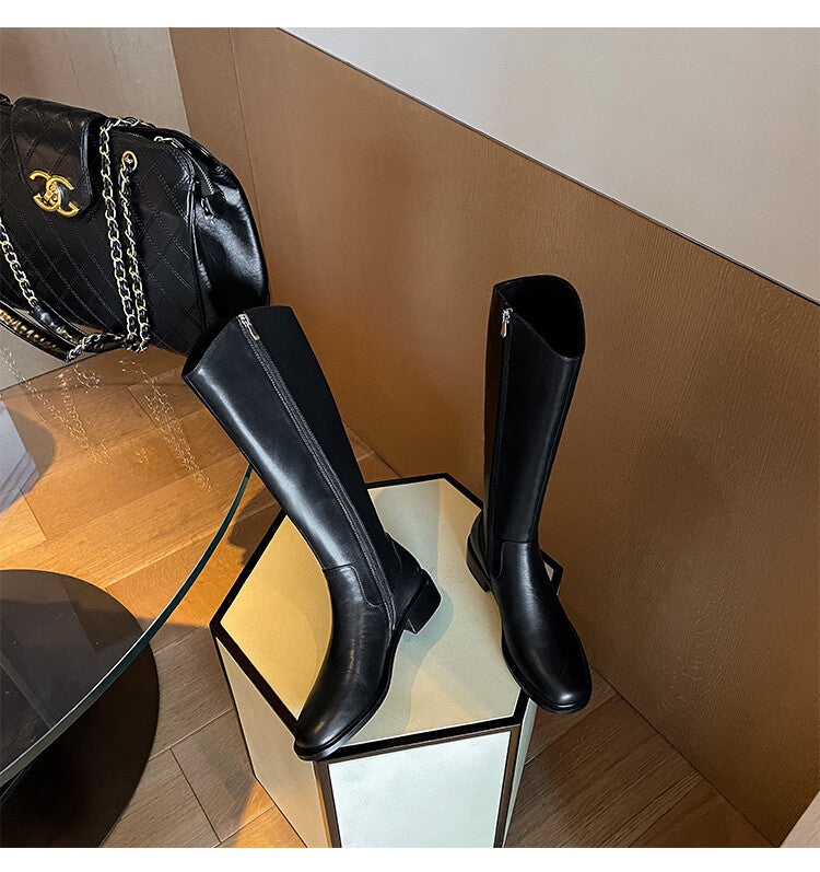Karin Luna In Stock  Cowhide Niche Versatile Style Knight Boots