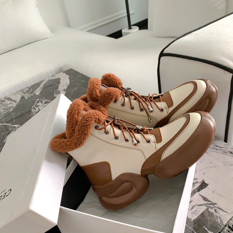 Karin Luna In Stock  Spot Goods  Hot-selling Sports Thick Sole Thickened Fur Snow Boots Full cowhide