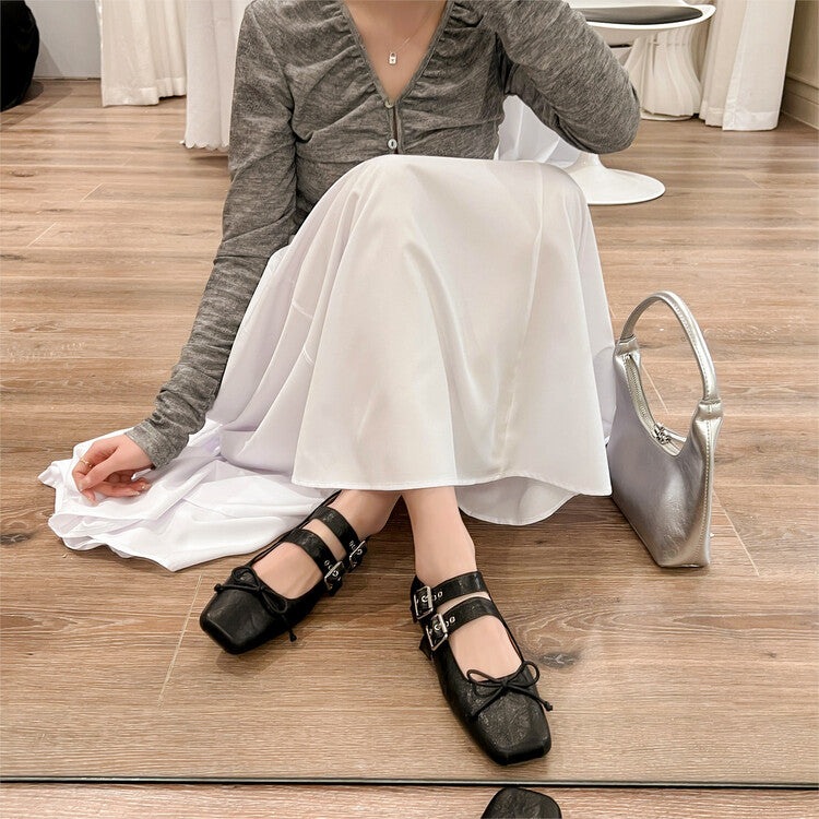 Karin Luna Future Sense silver~Spot Goods Spot Goods Hot-selling Bowknot Retro Belt Buckle Ballet Mary Jane Shoes