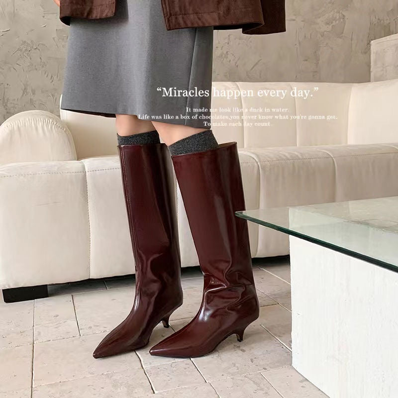 Karin Luna In Stock In Stock    Stunning Elegant Style Kitten Heel Straight Long Boots