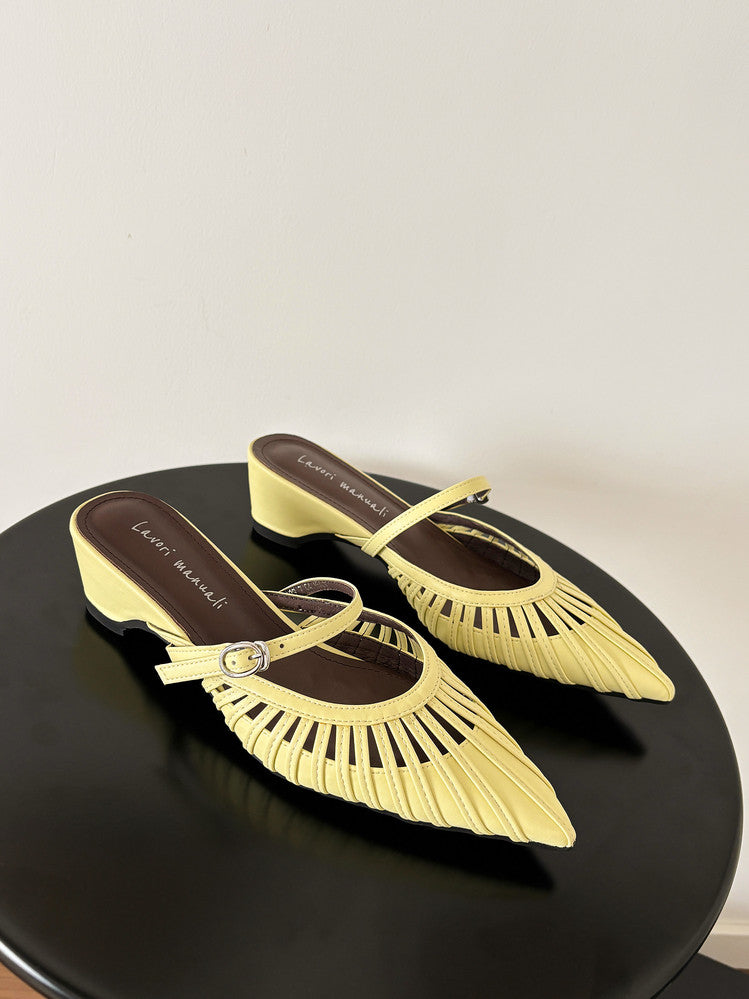 Karin Luna Casual Feel~In stock Pointed Toe Hollow Design Note Pointed Toe Slippers