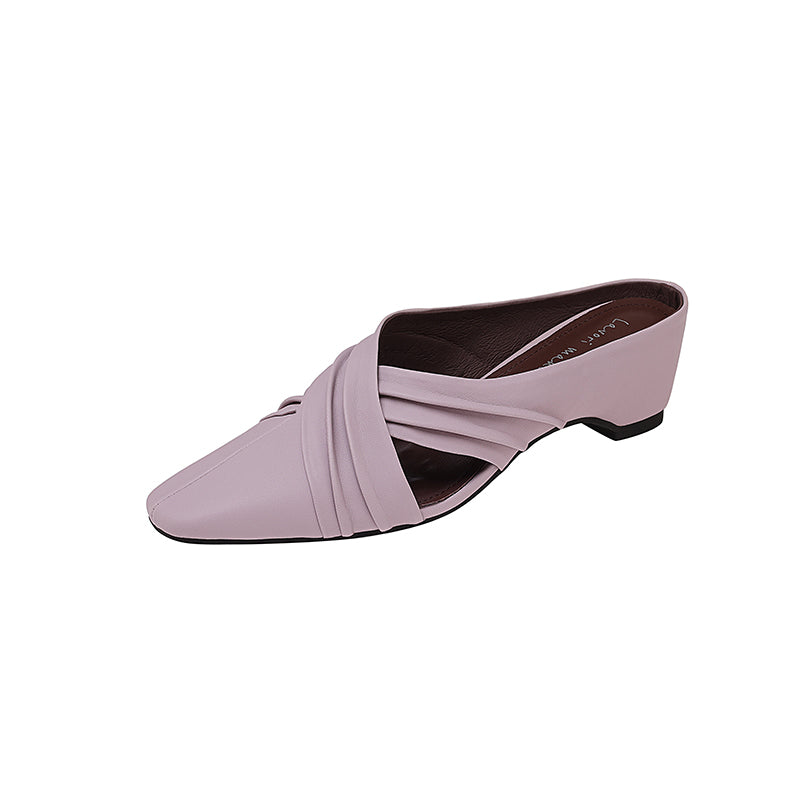 Karin Luna In Stock In Stock Basic Elegant Fairy Style Small Square Toe Sheepskin Slippers