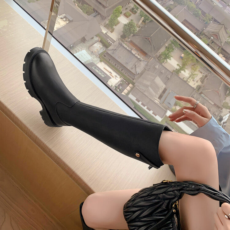 Karin Luna Hot-Selling In Stock   Basic Casual Hot-Selling Round-Toe Long Boots Full Cowhide Leather Long Boots Flat Bottom Hot Sale