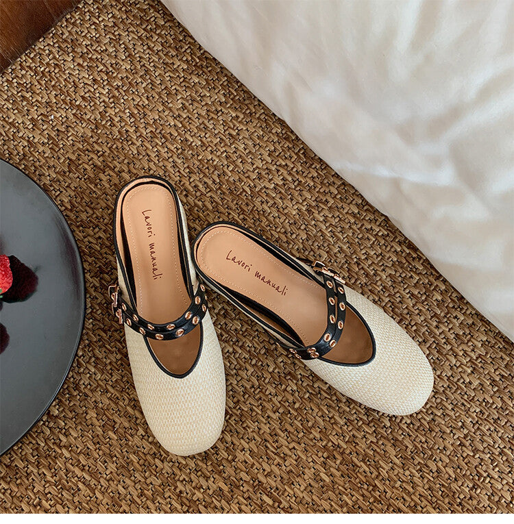 Karin Luna  Closed-Toe Woven Style Height-Increasing Slippers