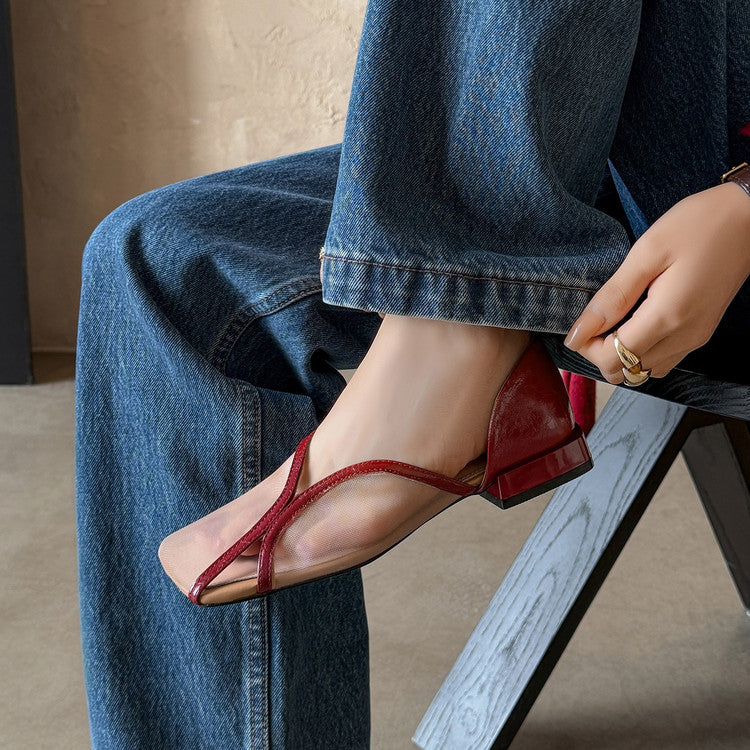 Karin Luna In Stock Spot Goods  Square Toe Mesh Sandals