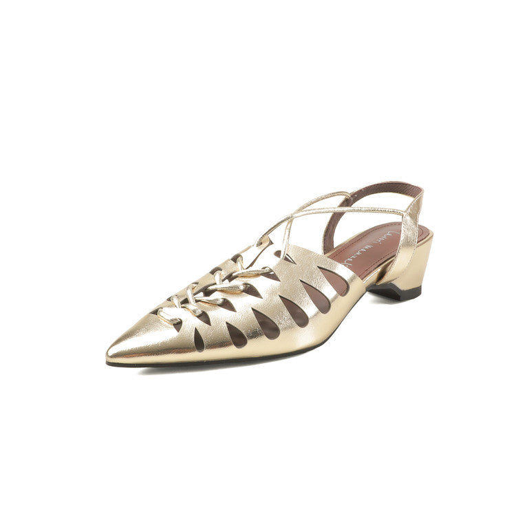 Karin Luna Braided Style ~Cross-woven Pointed Toe Closed-toe Sandals
