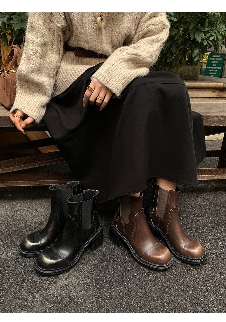 Karin Luna In Stock Spot Goods  Round Toe Stretch Round Toe Chelsea Short Boots