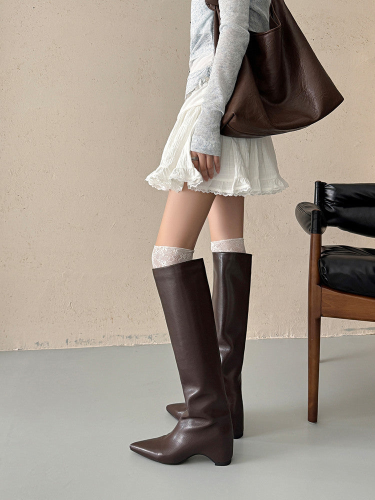 Karin Luna Hot-Selling Internal Height Increase Pointed Toe Straight-Leg Hot-Selling Long Boots
