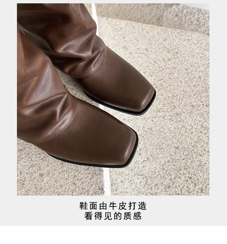 Karin Luna cool girl Stylish and Sweet Square-Toe Booties