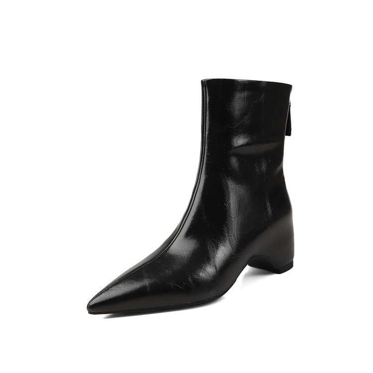 Karin Luna Versatile Elegant Style Pointed Toe Hidden Wedge Short Boots